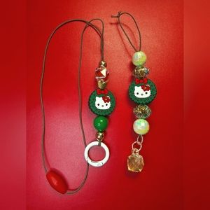Hello Kitty Christmas lanyard and ornament/ car charm